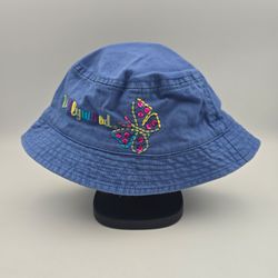 DollyWood Girls Embroidered Butterfly Blue BucketHat Child56cm