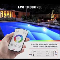 12V LED Pool Illumination, 10" Diameter 40W, Multi-Color RGBW, Submersible Light for Pools & Spas, Includes 50 FT Cable & Remote, Suitable for 10" Wet