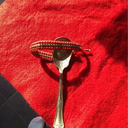 Vintage Red & Gold Beaded Woven Adjustable Bracelet 