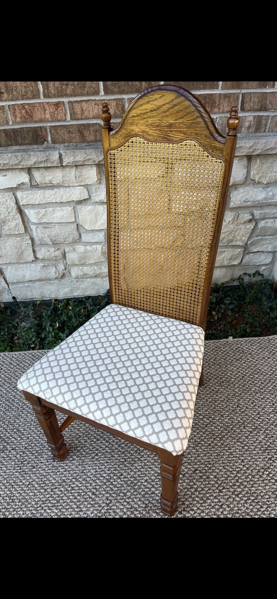 Vintage Caned And Upholstered Chair
