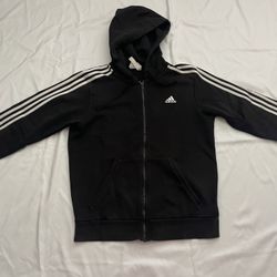 Men Adidas 3 Strips Logo Jacket Outerwear Hoodie Long Sleeve Top Black Medium M