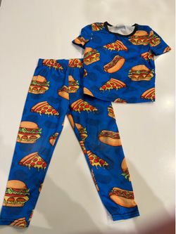 Shein Boys Blue Pizza Matching Pajamas