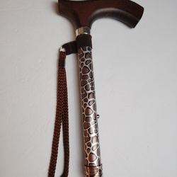 Women's Walking Cane Foldable Adjustable Giraffe 🦒 Pattern Wood Handle Aluminum 