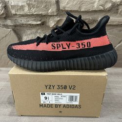 New Adidas Yeezy Boost 350 V2 Core Black Red Size 9.5 Men