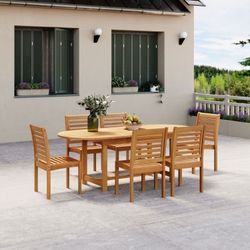 BRAND NEW 7 Piece Extendable Oval Dining Set | 100% FSC Certified Solid Wood | Ideal Furniture Set for Outdoor & Patio | Delivery Available