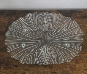 Vintage Mikasa "Seascape" Crystal Oval Serving Platter  16"