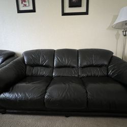 Black leather Sofa And Chair