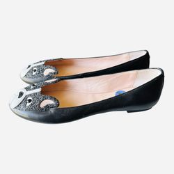 KATE SPADE Boston Terrier Ballet Flats Black White Shoes French Bulldog Size 7.5 Retail Price $250