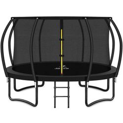 JELENS Trampoline12FT 14FT Recreational Trampolines with Enclosure Net and Ladder, Outdoor Anti-Rust Trampolines for Kids and Adults 12FT=$150 14FT=$2
