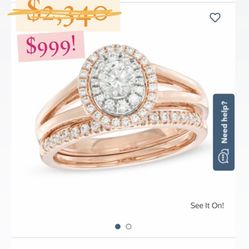 Breathtaking Bridal Ring Set! Rose Gold Engagement Ring