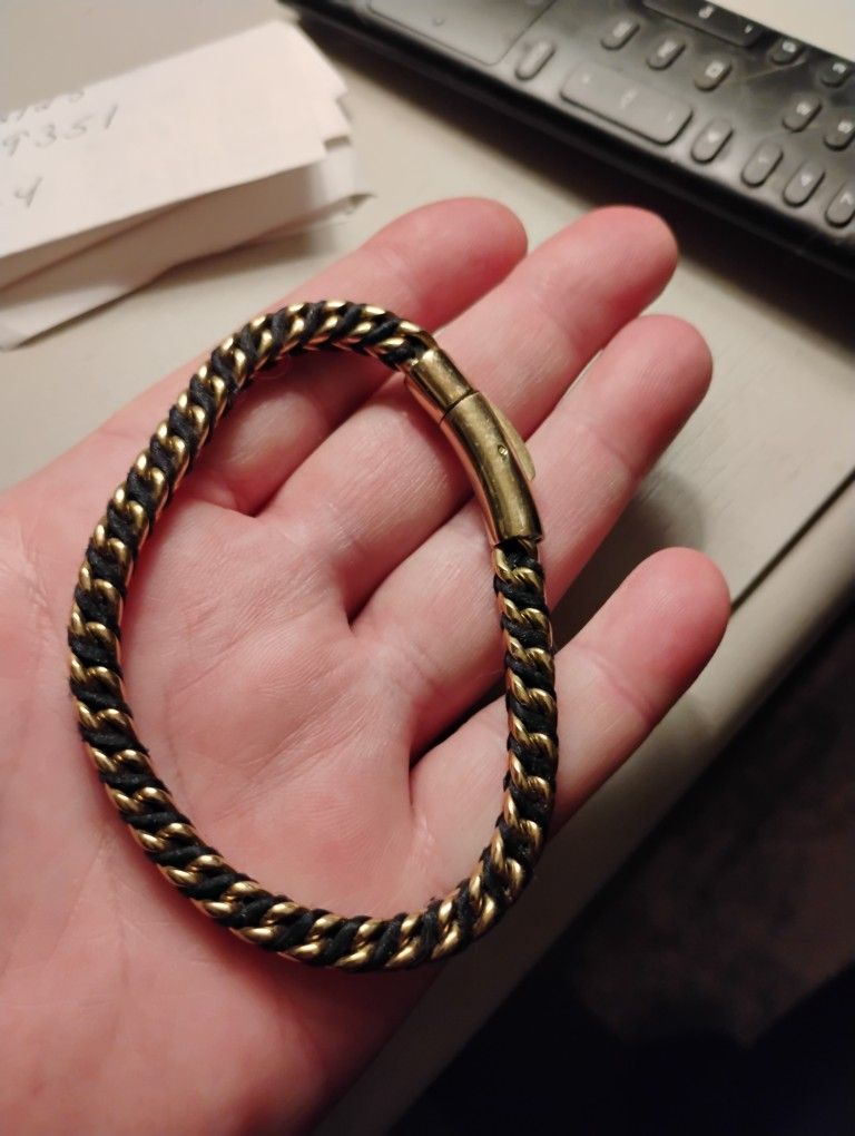 Men's Gold And Black Bracelet