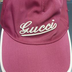 Gucci Baseball Cap Burgundy Cursive Size "M" 
