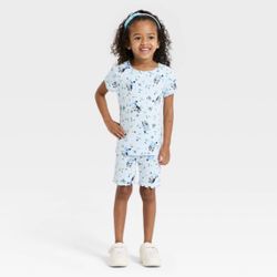 Toddler Girls' 2pc Bluey Pointelle Ribbed T-Shirt & Shorts Set 