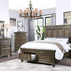 QUEEN SIZE HIGH HEADBOARD BED FOOTBOARD STORAGE DRAWERS - CAMA CAJONES