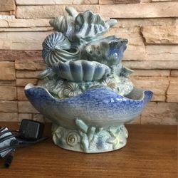 Seashell Water Fountain With Pump Ceramic 12” Tall