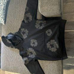 Denim Tears Black Cotton Wreath Hoodie Monochrome, Size M