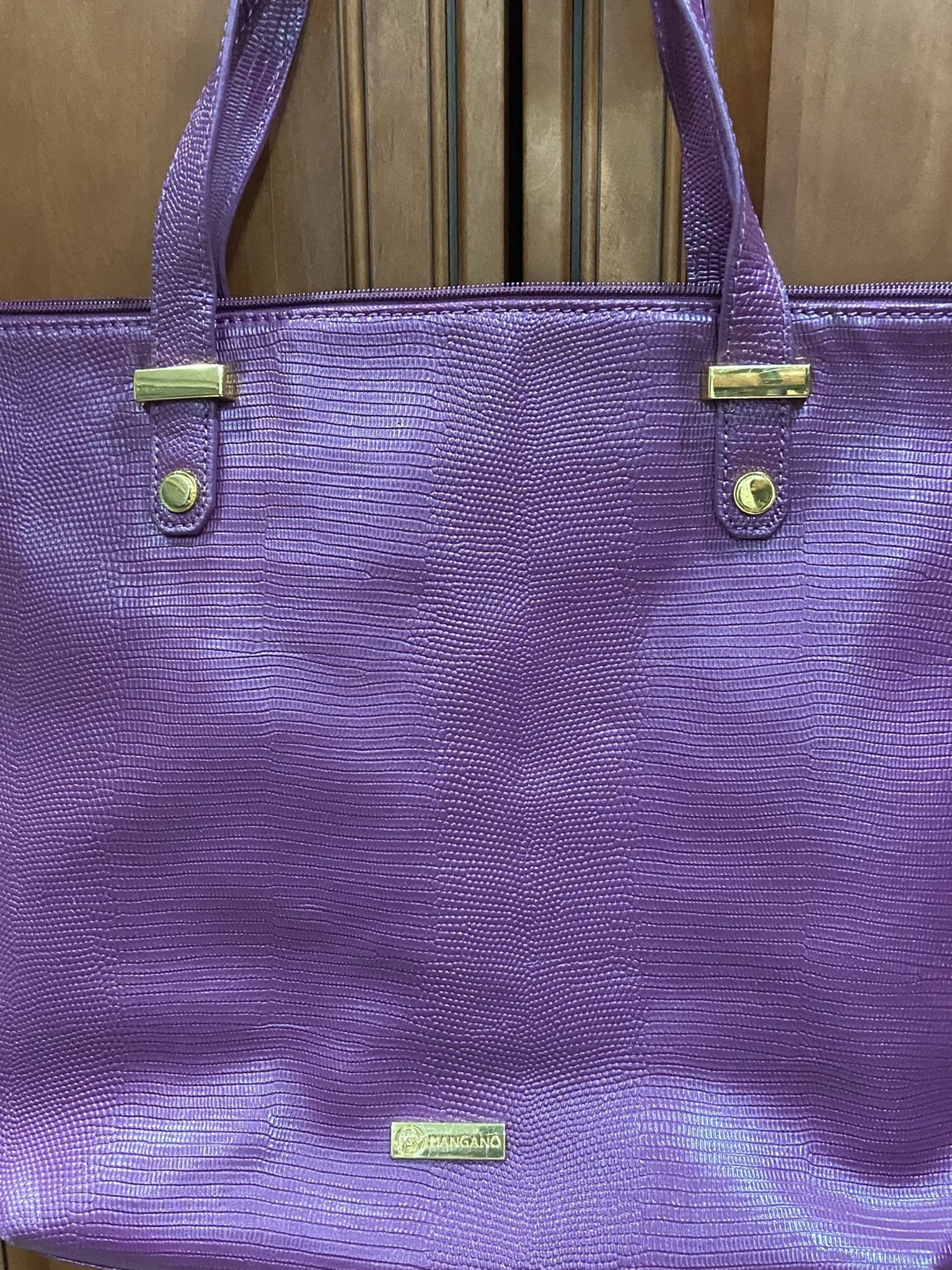 * Beautiful Leather Plum Mangano Tote! * New! * Never Used! * Must See! * Nice Looking!