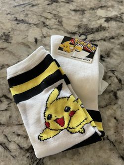 100 Pairs Of Socks New! Bioworld Knee High Picachu Socks