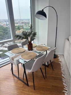 Glass Top Dining Table with 4 Chairs