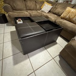 Ottoman With Attached Trays And Chairs 