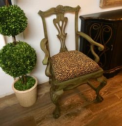 French Country Desk Chair Armchair Leopard