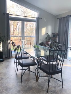 Dining Table 6 Chairs and Bakers Rack