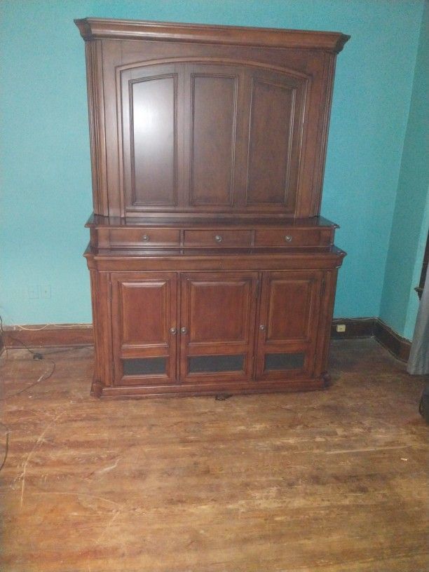 Entertainment Center Holds 50" Flat Screen TV Compartment w/Remote Control Motorized Front Panel