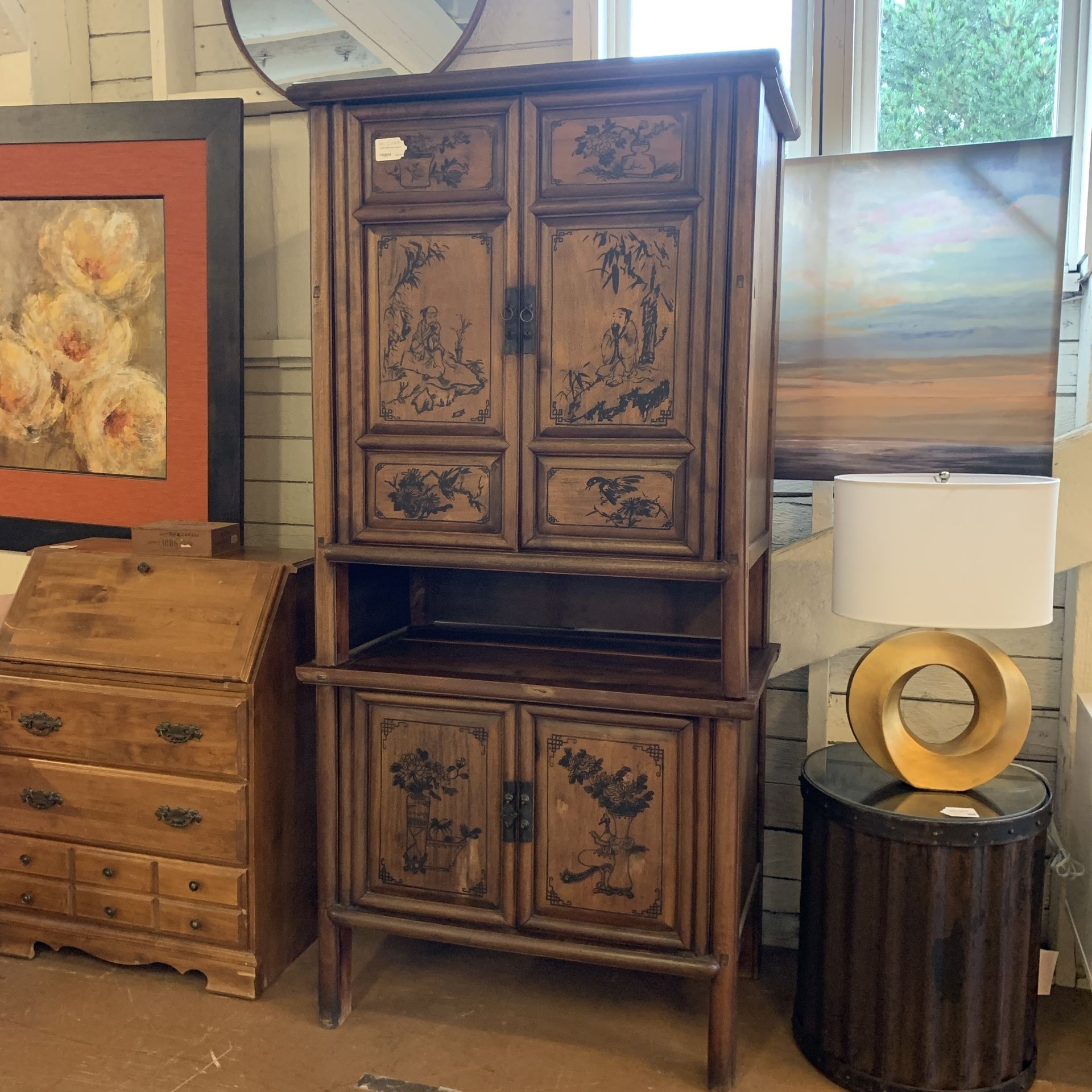 2 Piece Antique Asian Cabinet