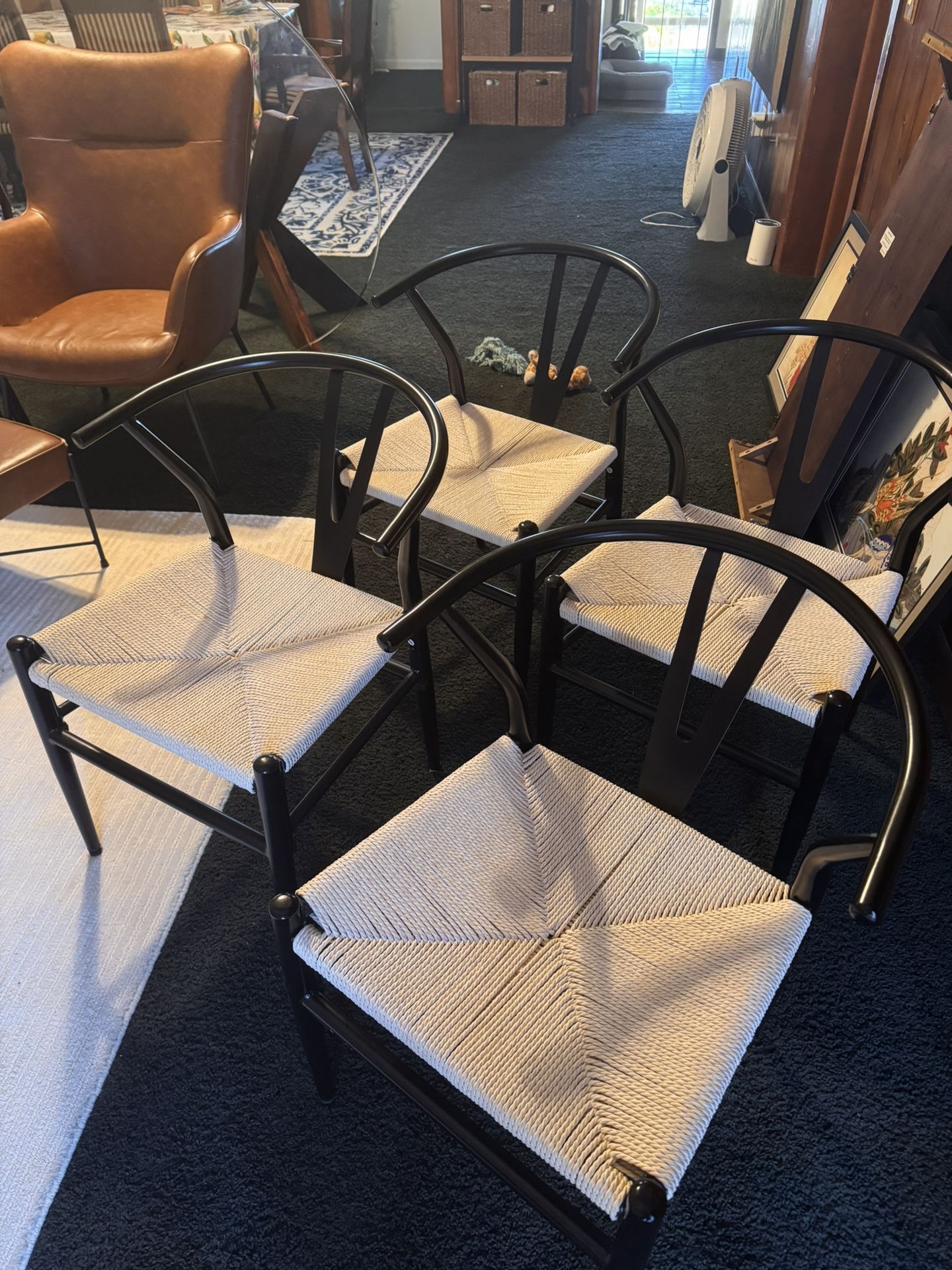 Set Of 4 Metal Wishbone Chairs