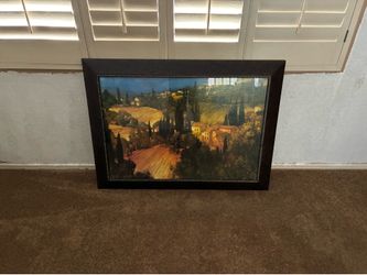 Large Framed Picture Landscape Art Wall Hanging 48” x 36” Painting