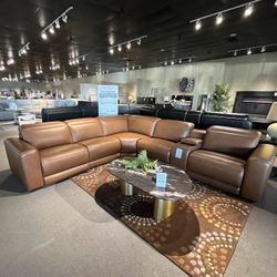 Caramel 6pc Power Reclining Sectional Couch