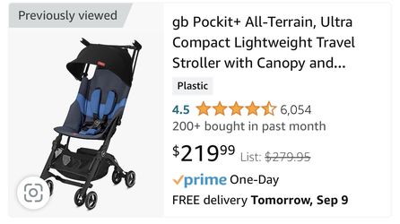 gb Pockit+ All-Terrain, Ultra Compact Lightweight Travel Stroller with  Canopy and Reclining Seat in Velvet Black