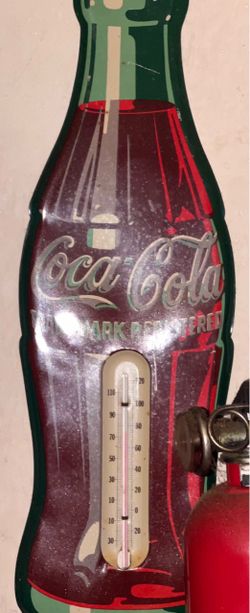 Vintage Coca-Cola Bottle Shape Thermometer Sign