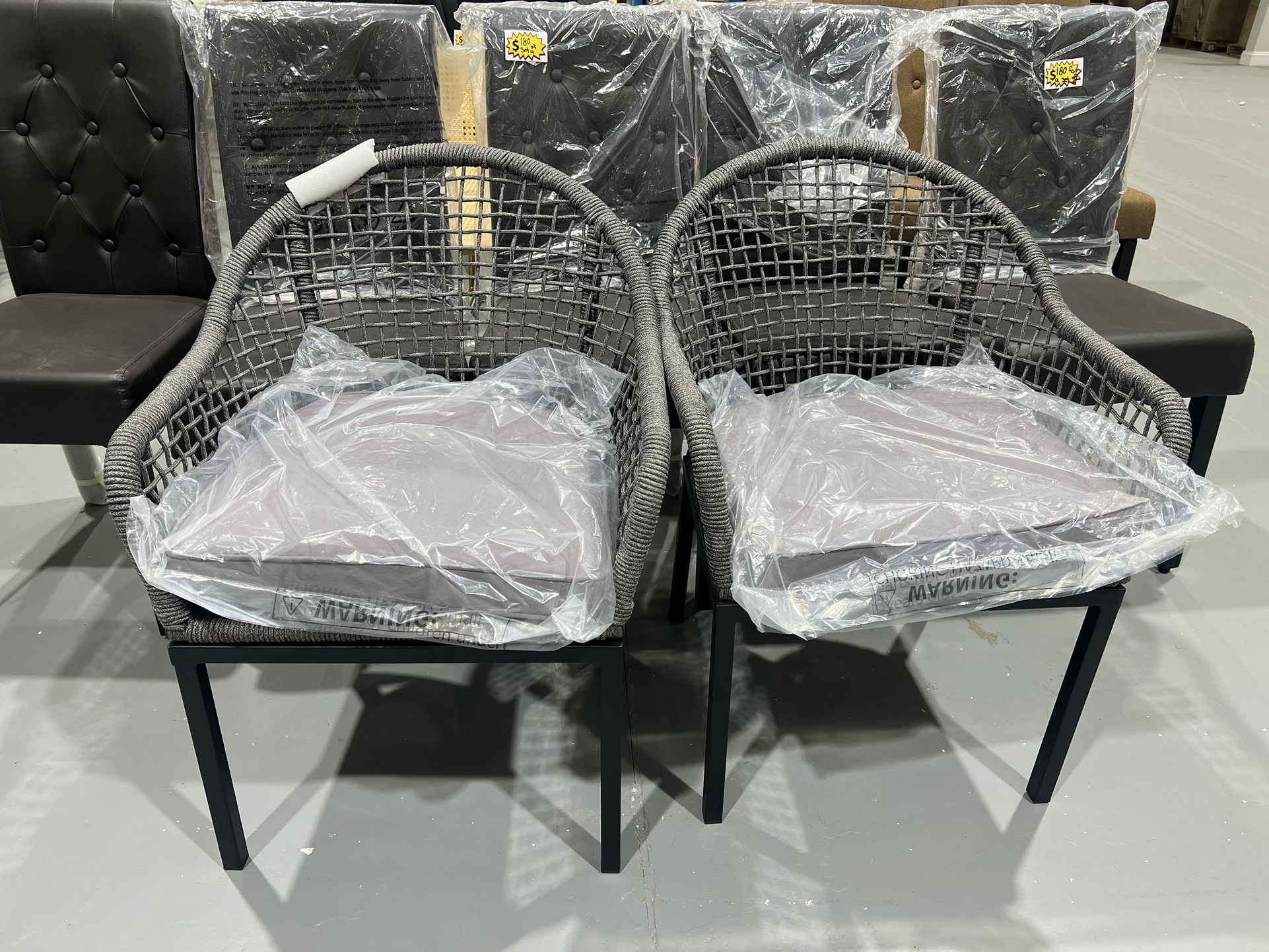 M-New Patio Wicker Chairs, 2 Pieces Outdoor Dining Chairs, All Weather Rattan Armchairs with Cushions, Indoor/Outdoor for Outside Lawn, Garden, Backya