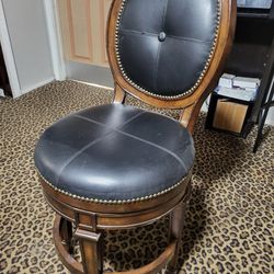 Vintage Rotational Leather Bar Chair
