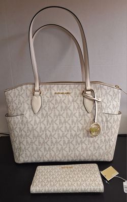 MK WHITE TOTE & MATCHING WALLET
