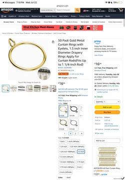 NEW* 50pcs Gold Curtain Rings
