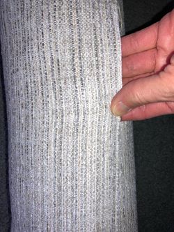 Velvety Upholstery Fabric, Striped weaved, Gray and white