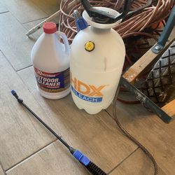 Outdoor bleach/cleaner and hand held sprayer