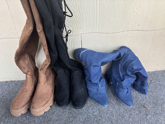 3 Pairs Women’s Tall Boots – Size EU 40 / US 9 👢
