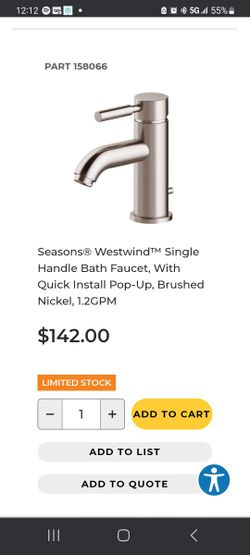$45 Single Handed Bath Fouset