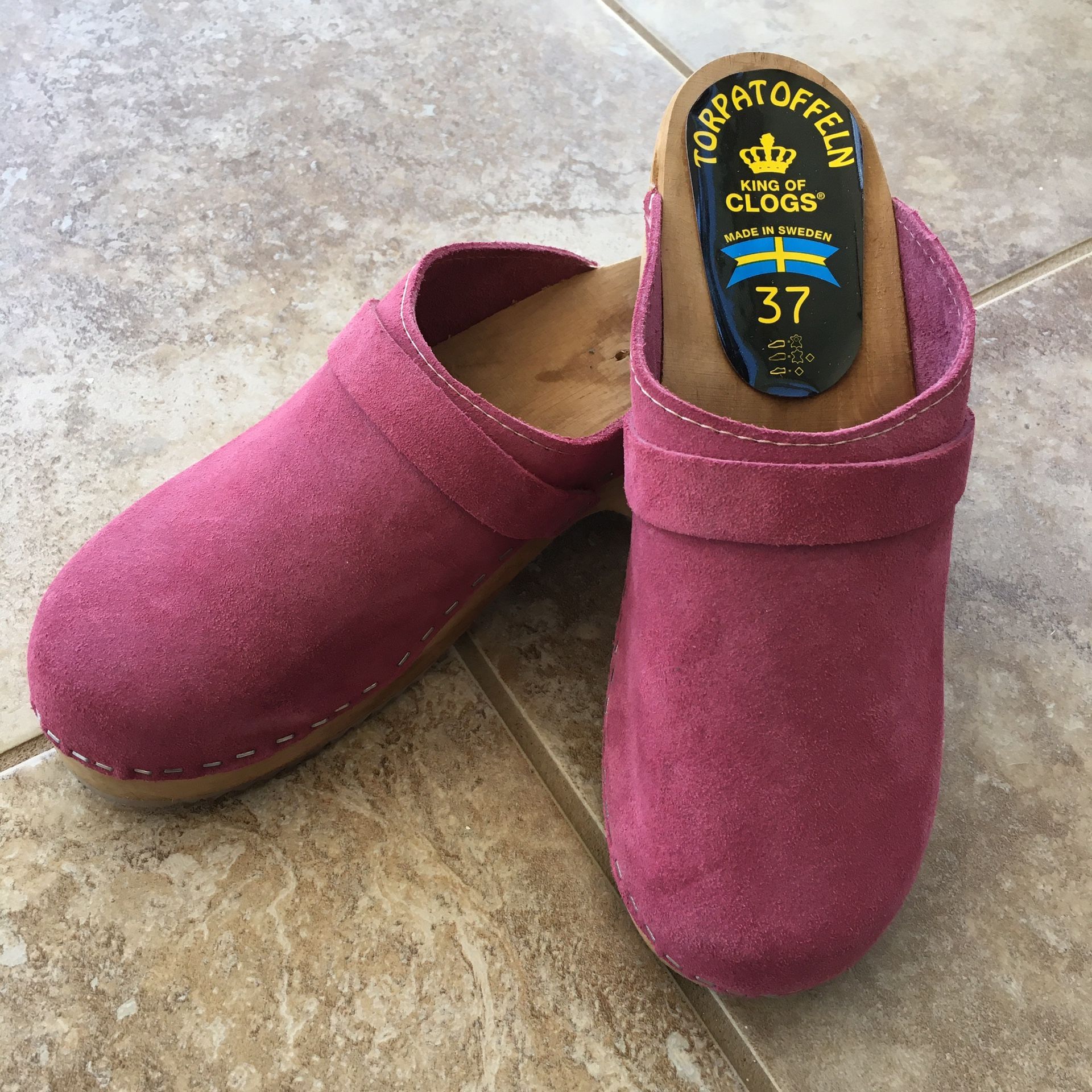 Pink Suede Clog Shoes, Ladies 7