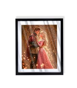 Disney princess Aurora from sleeping beauty custom art in black frame