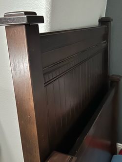 Dark Wood Twin Bed Frame, Mattress and 6-Drawer Dresser Set