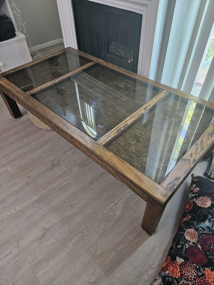 Coffee Table With Glass Inserts 