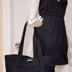 VERA BRADLEY LARGE QUILTED BLACK PURSE TOTE SHOPPER SHOULDER HAND BAG