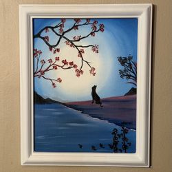 "GAZING KITTY"  Oil  Painting    (12" x 16")