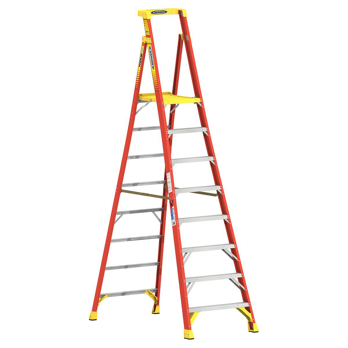 WERNER 10 ft. Reach Fiberglass Podium Ladder with 300 lb. Load Capacity Type IA Duty Rating
