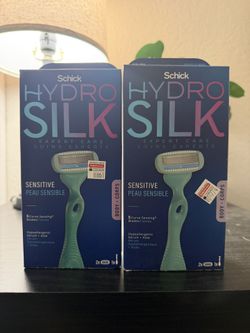 Schick Hydro Silk Sensitive Women's Razor - 1 Razor Handle & 2 Refills: Hypoallergenic, For Bikini Line, Legs & Underarm, 5 Blades