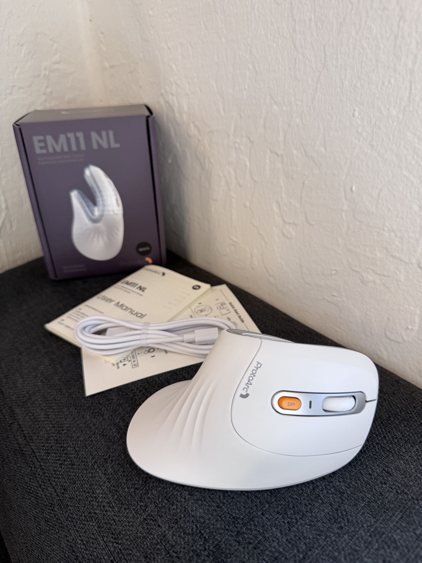 Brand New ProtoArc Ergonomic Vertical Mouse, EM11 NL Rechargeable Wireless Mouse Bluetooth, Ergo Mice with 3 Multi-Device for PC/Notebook SKU032-S1